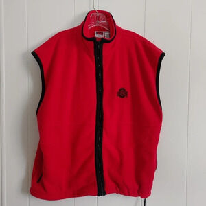 Vtg Ohio State Buckeyes Fleece Vest XL Sleeveless Iron Knights Athletics Red